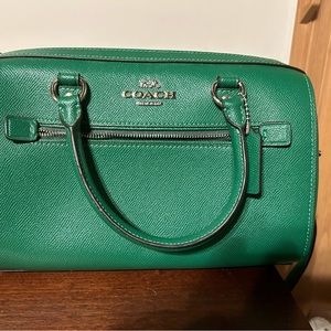 Dark green leather Coach bag